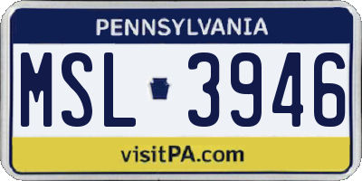 PA license plate MSL3946