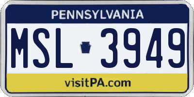 PA license plate MSL3949