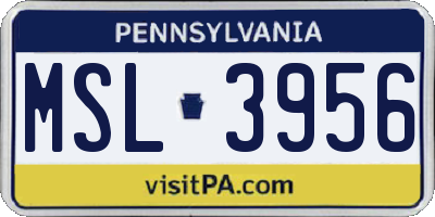 PA license plate MSL3956