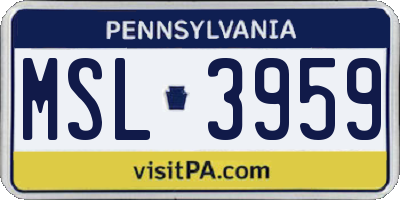 PA license plate MSL3959