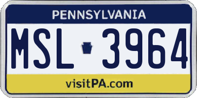 PA license plate MSL3964