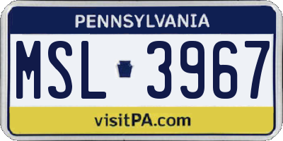PA license plate MSL3967