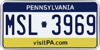 PA license plate MSL3969