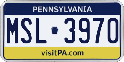 PA license plate MSL3970