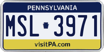 PA license plate MSL3971