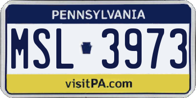 PA license plate MSL3973