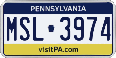 PA license plate MSL3974