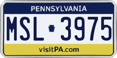 PA license plate MSL3975