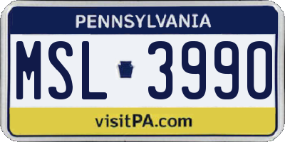PA license plate MSL3990
