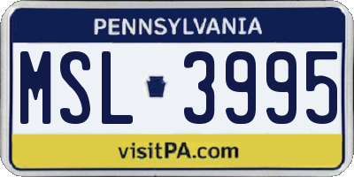 PA license plate MSL3995