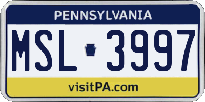 PA license plate MSL3997