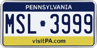 PA license plate MSL3999