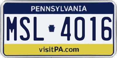 PA license plate MSL4016