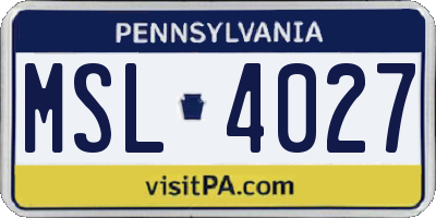 PA license plate MSL4027