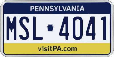 PA license plate MSL4041