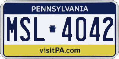 PA license plate MSL4042
