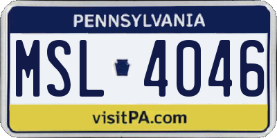 PA license plate MSL4046