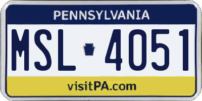 PA license plate MSL4051