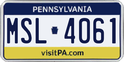 PA license plate MSL4061