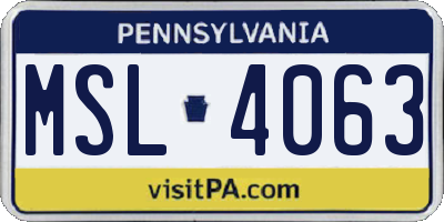 PA license plate MSL4063
