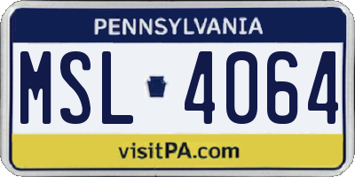 PA license plate MSL4064