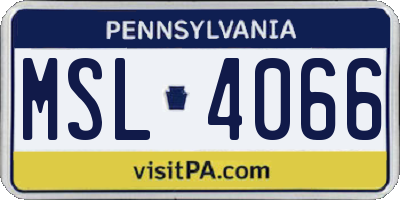 PA license plate MSL4066