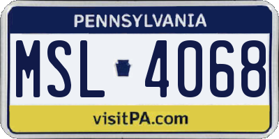 PA license plate MSL4068