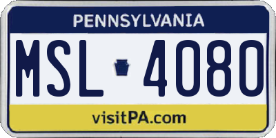 PA license plate MSL4080