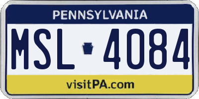 PA license plate MSL4084