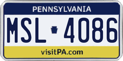 PA license plate MSL4086