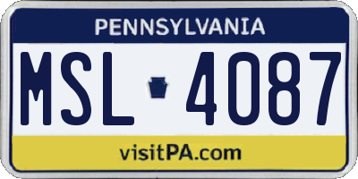 PA license plate MSL4087