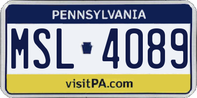 PA license plate MSL4089
