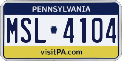PA license plate MSL4104
