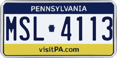 PA license plate MSL4113