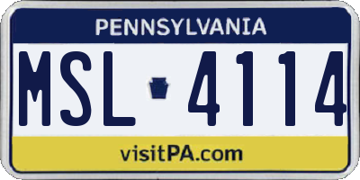 PA license plate MSL4114