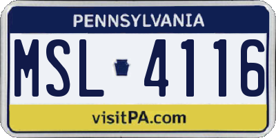 PA license plate MSL4116