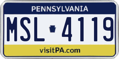 PA license plate MSL4119