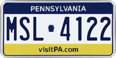 PA license plate MSL4122