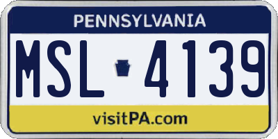 PA license plate MSL4139