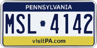 PA license plate MSL4142