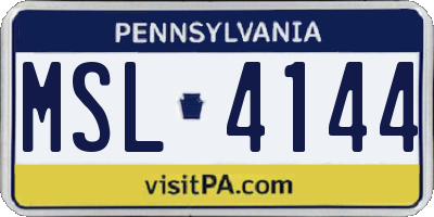 PA license plate MSL4144