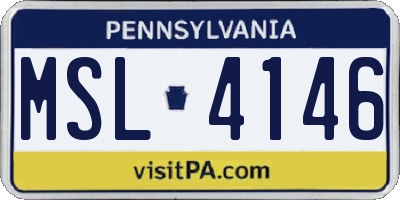PA license plate MSL4146