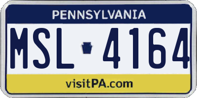 PA license plate MSL4164