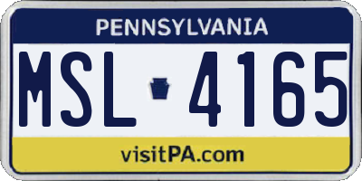 PA license plate MSL4165