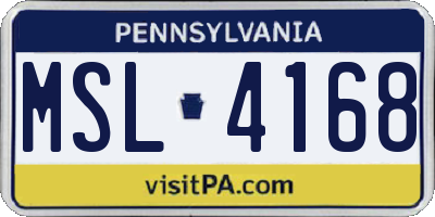 PA license plate MSL4168