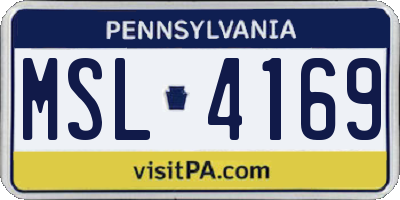 PA license plate MSL4169