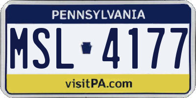 PA license plate MSL4177