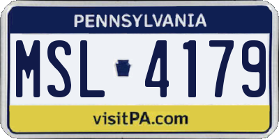PA license plate MSL4179