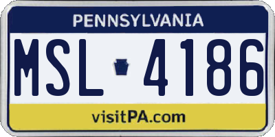 PA license plate MSL4186