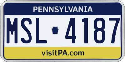 PA license plate MSL4187